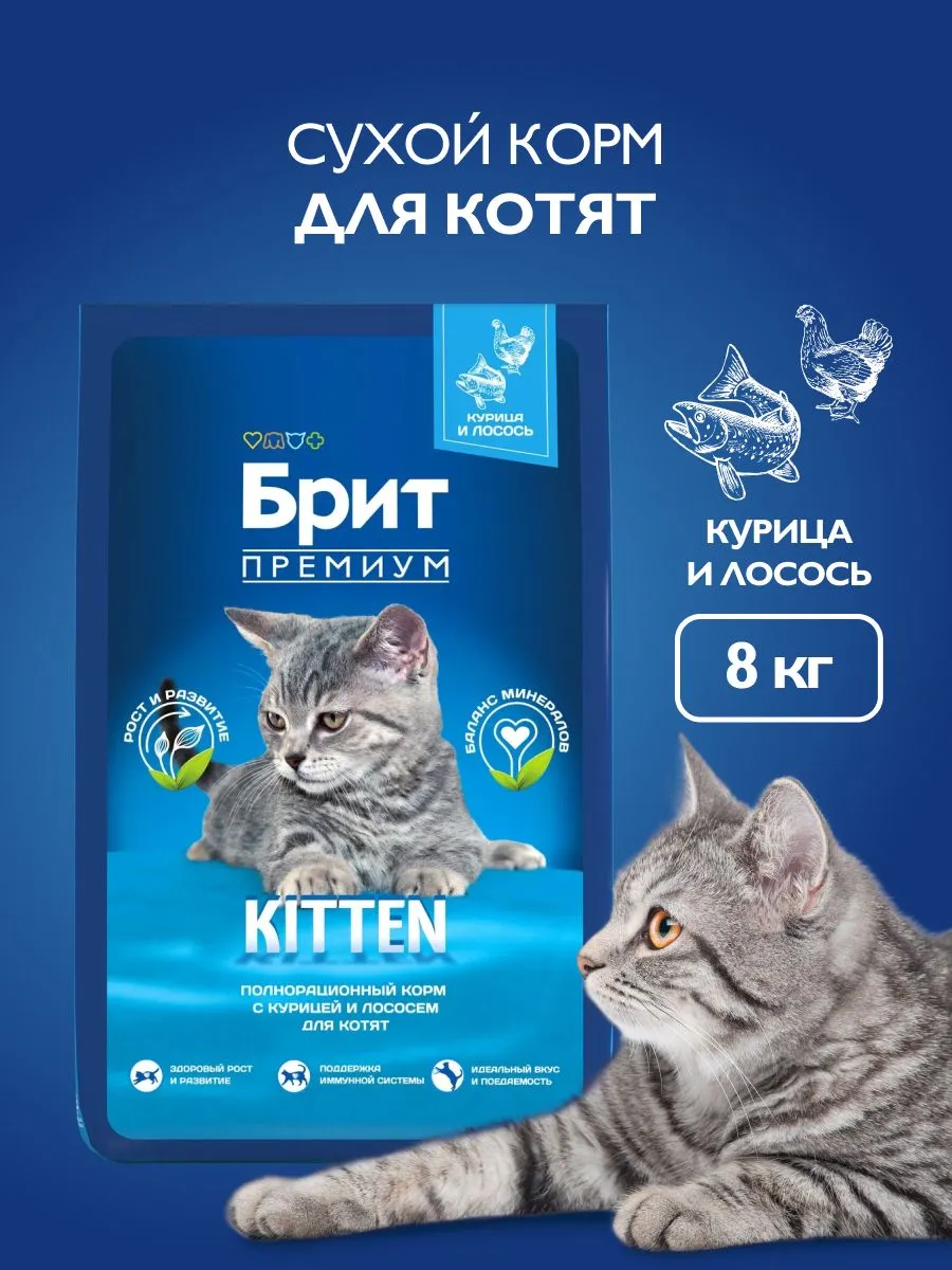 Корм для котят сухой Brit Premium с курицей, 8 кг — цена 3 167 ₽ в Ozon